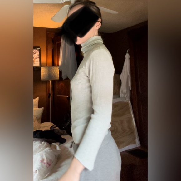 Brandy Melville Turtleneck grey ribbed knit sweater / long sleeve top - Picture 5 of 5